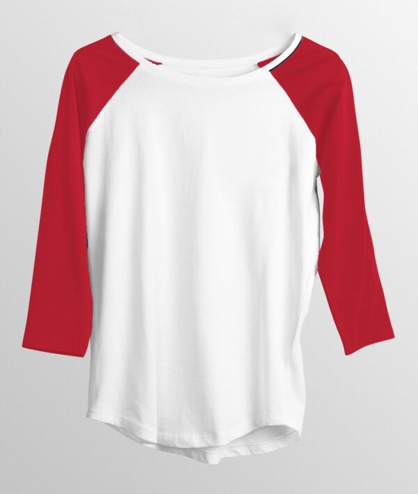 Women 3/4 sleeve raglan T-shirt | Red-White