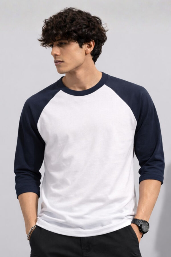 White Raglan T-shirt 3/4 Black Sleeve
